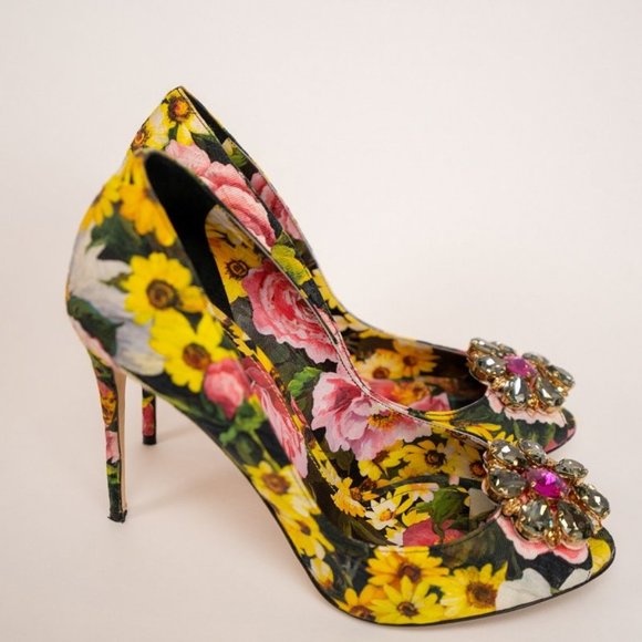 Dolce & Gabbana Shoes - Dolce & Gabbana Floral Peep Toe Pump